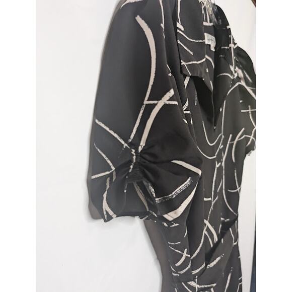 Women's HARPER ROSE Rouched Sleeve Polo black white jumpsuit size 16 - Picture 4 of 9